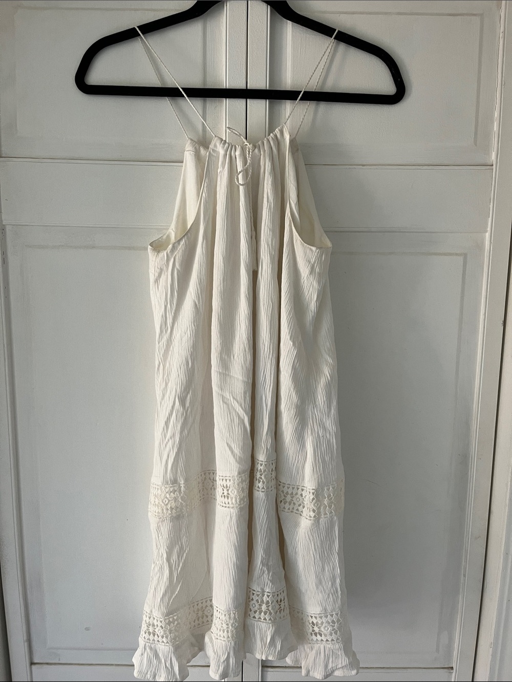 Ivory Crochet-Trim Sleeveless Summer Dress